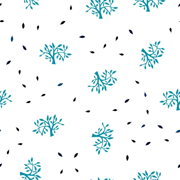 Σκούρο Μπλε Διάνυσμα Φόντο Απρόσκοπτη Doodle Φύλλα Κλαδιά Πολύχρωμη Εικονογράφηση — Διανυσματικό Αρχείο