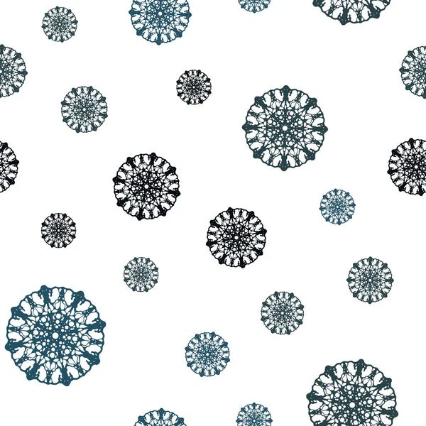Dark Blue Yellow Vector Seamless Pattern Christmas Snowflakes Modern Geometrical — Stock Vector