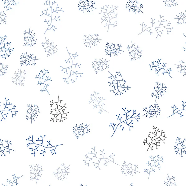 Texture Doodle Sans Couture Vectorielle Bleu Foncé Avec Branches Illustration — Image vectorielle