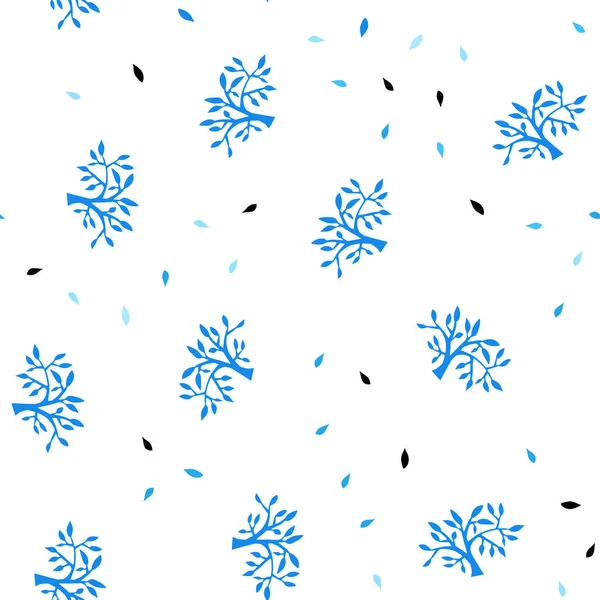 Světle Modrý Vektor Bezešvé Doodle Vzorek Listů Větvemi Abstraktní Obrázek — Stockový vektor