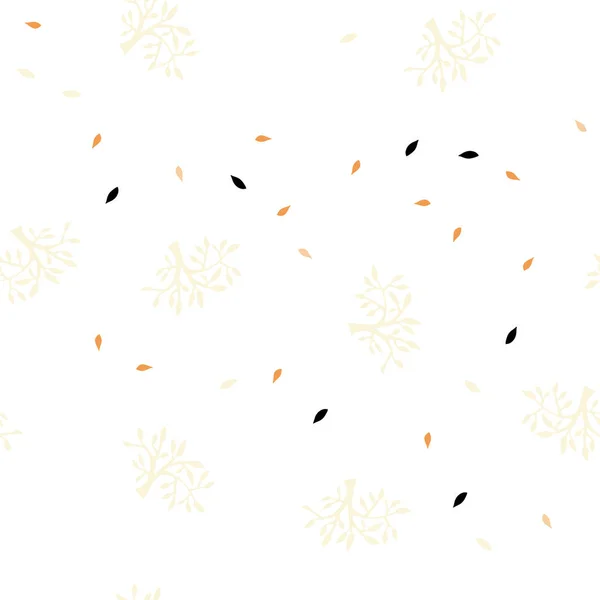Modèle Doodle Sans Couture Vecteur Orange Clair Avec Des Feuilles — Image vectorielle
