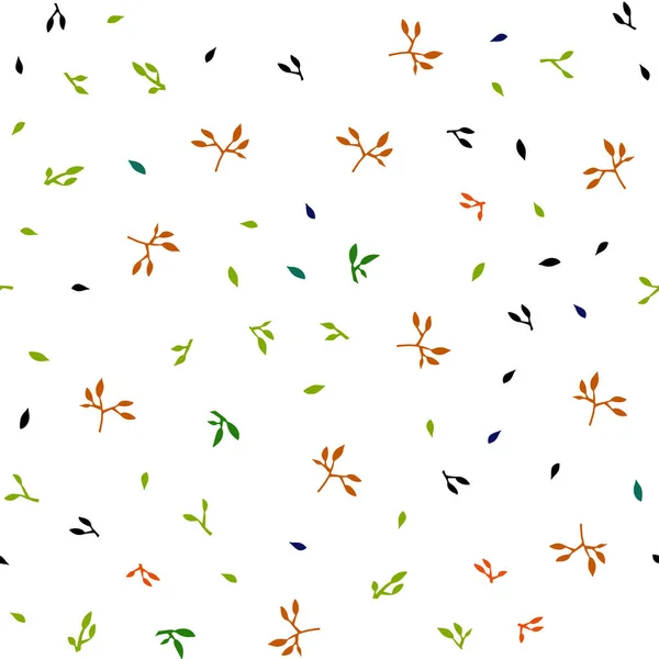 Vecteur Multicolore Foncé Motif Doodle Sans Couture Avec Des Feuilles — Image vectorielle