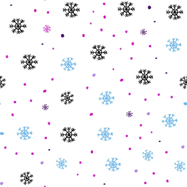 Light Pink Blue Vector Seamless Texture Colored Snowflakes Modern Geometrical — Stock Vector