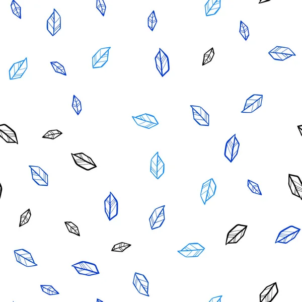 Fond Bleu Clair Vecteur Sans Couture Doodle Avec Des Feuilles — Image vectorielle