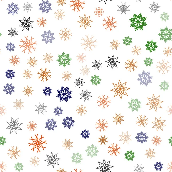 Modèle Sans Couture Vecteur Multicolore Foncé Avec Flocons Neige Noël — Image vectorielle