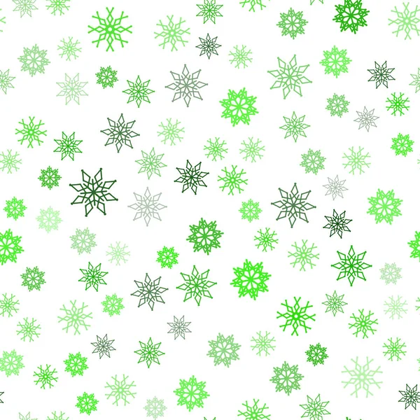 Light Green Vector Seamless Pattern Christmas Snowflakes Decorative Shining Illustration — Stock Vector