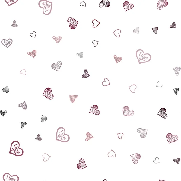 Dark Purple Pink Vector Seamless Template Doodle Hearts Glitter Abstract — Stock Vector