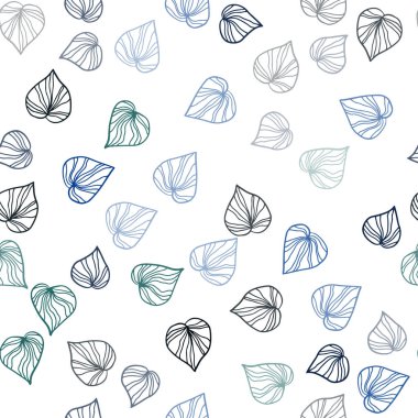 Koyu mavi, yeşil yaprakları ile Dikişsiz doğal desen vektör. Doodle yaprakları gradyan ile Origami tarzında Illustration. Desen tasarım pencere panjur, perdeler.