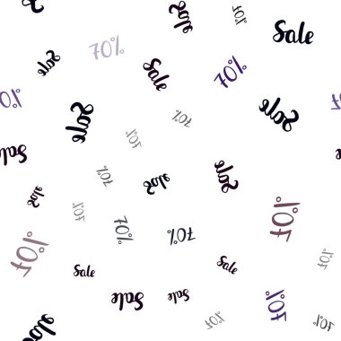 Koyu mor, pembe 70 yüzde işaretleri ile Dikişsiz desen vektör. Degrade illüstrasyon indirimli beyaz zemin üzerinde imzalar. Reklamlar, poster, afiş satış için desen.