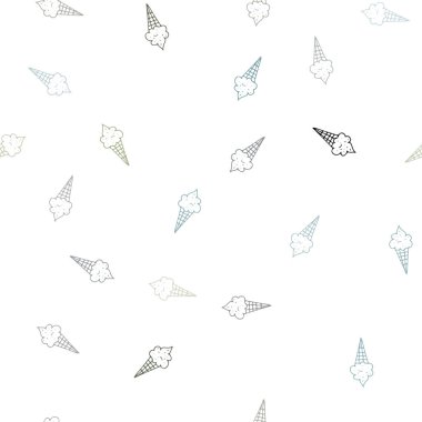 Açık mavi, vektör sorunsuz şablon lezzetli dondurma ile yeşil. Dekoratif illüstrasyon soyut şablonundaki dondurma ile. Şablon bir kafede siyah sıcak içecek /.