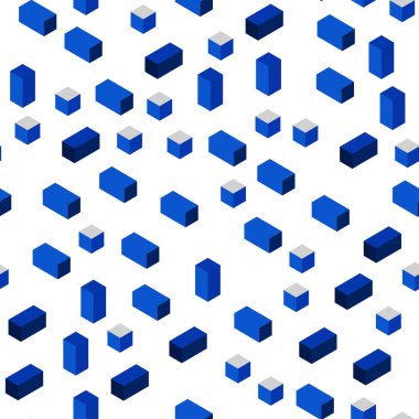 Koyu mavi dikdörtgen tarzı kesintisiz, izometrik doku vektör. Dikdörtgenler ile soyut degrade illüstrasyon. Tekstil, kumaş, duvar kağıtları için tasarım.