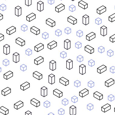 Koyu pembe, mavi dikdörtgen tarzı kesintisiz, izometrik doku vektör. Dikdörtgenler ile soyut degrade illüstrasyon. Desen için modaya uygun Kumaş, duvar kağıtları.