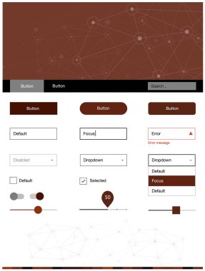 Koyu kırmızı vektör stil Rehberi ile üçgenler, daireler. Web Kullanıcı arabirimi kiti ile soyut üçgenler, başlığını çevrelerde. Bu örnek için sitesidir.