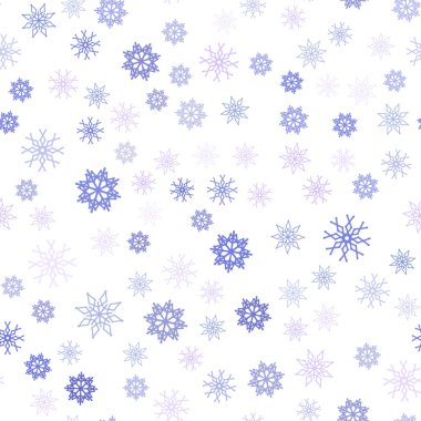 Hafif pembe, mavi vektör sorunsuz arka plan xmas kar taneleri ile. Dekoratif illüstrasyon kar soyut şablonundaki ile parlayan. Duvar kağıdı, kumaş üreticileri için modaya uygun bir tasarım.