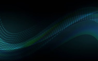 Koyu mavi vektör arka plan kabarcıklar, satırları ile. Soyut illüstrasyon renkli diskler ve üçgenler ile. Reklamlar, el ilanları için desen.