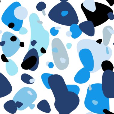 Hafif mavi vektör daire şekilleri ile sorunsuz düzeni. Bulanık damla Glitter soyut Illustration yağmur. Desen için modaya uygun Kumaş, duvar kağıtları.