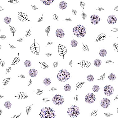 Koyu pembe, yeşil yapraklar, çiçekler ile sorunsuz doodle arka plan vektör. Yaprak, Çiçek Origami tarzı ile doodle. Desen için modaya uygun Kumaş, duvar kağıtları.