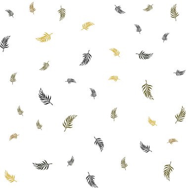 Koyu yeşil, sarı vektör sorunsuz doodle doku yaprakları ile. Parlayan illüstrasyon karalama stilinde yaprakları ile renkli. Duvar kağıdı, kumaş üreticileri için modaya uygun bir tasarım.