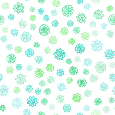 Işık yeşil vektör güzel kar taneleri ile sorunsuz kapak. Kristalleri ile glitter soyut Illustration buz. Tekstil, kumaş, duvar kağıtları için tasarım.