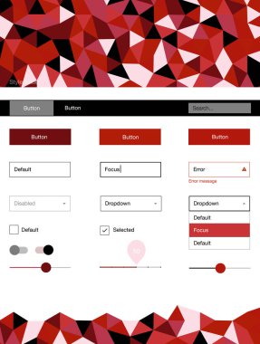 Işık kırmızı vektör UI kiti poligonal tarzı. UI Ux kiti başlığını poligonal renkli arka plan ile. Sen-ebilmek kullanma için açılış sayfaları bu şablonu.