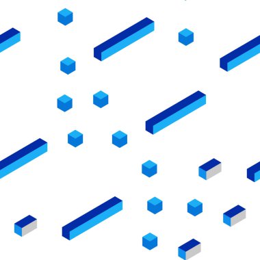 Mavi vektör kesintisiz, izometrik arka plan ile dikdörtgen ışık. Modern Soyut illüstrasyon renkli dikdörtgenler ile. Desen için modaya uygun Kumaş, duvar kağıtları.