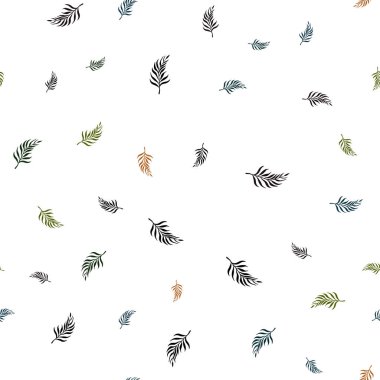 Koyu yeşil yaprakları ile kırmızı vektör sorunsuz doodle arka plan. Yaprakları doodle tarzı ile renkli soyut resimde. Kartvizit, Web siteleri için şablon.