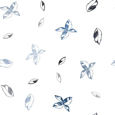 Koyu mavi yaprakları ile sorunsuz zarif desen vektör. Parlayan illüstrasyon karalama stilinde yaprakları ile renkli. Desen tasarım pencere panjur, perdeler.