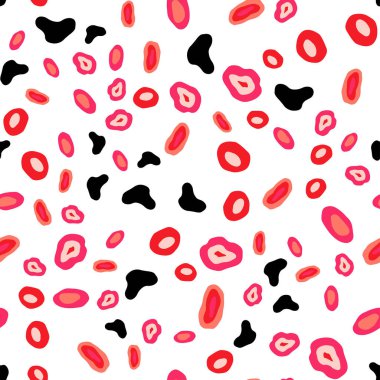 Işık kırmızı vektör daire şekilleri ile sorunsuz düzeni. Kabarcıkları ile soyut tarzda bulanık dekoratif tasarım. Duvar kağıdı, kumaş üreticileri için modaya uygun bir tasarım.