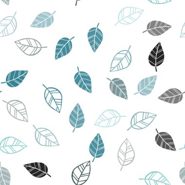 Hafif mavi vektör yaprak ile sorunsuz soyut tasarım. Glitter soyut illüstrasyon ile doodles ve bırakır. Tekstil, kumaş, duvar kağıtları için tasarım.