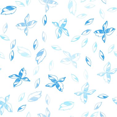 Hafif mavi vektör sorunsuz doğal zemin yaprakları ile. Zarif bir parlak örnek yaprakları doğal tarzı ile. Desen tasarım pencere panjur, perdeler.