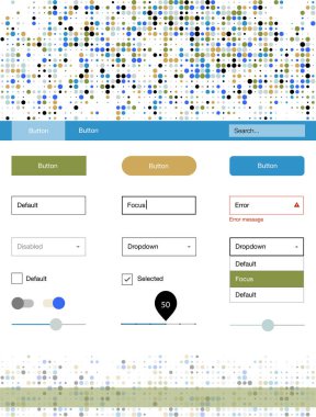 Açık mavi, yeşil vektör tel kafes kiti noktalı. Güzel UI ux kiti ile onun üstbilgisindeki renkli noktalar. Açılış sayfanız için modern şablon.