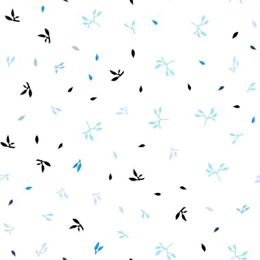 Hafif mavi vektör sorunsuz doodle doku yaprakları ile. Renkli resimde doodle tarzı yaprakları ile. Desen tasarım kumaş, duvar kağıtları.