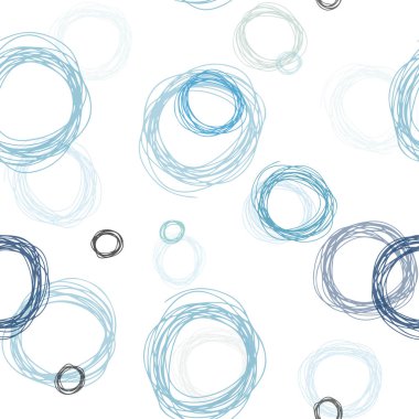 Açık mavi, vektör küreler ile seamless modeli yeşil. Kabarcıkları ile soyut tarzda bulanık dekoratif tasarım. Doku pencere panjur, perdeler için.