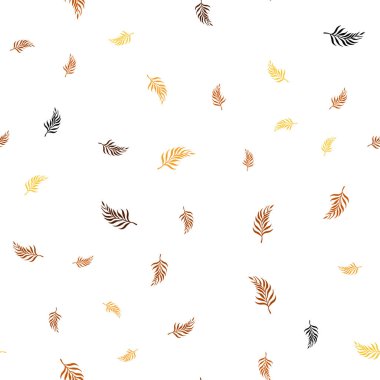 Işık turuncu vektör sorunsuz doodle arka plan yaprakları ile. gradyan ile zarif doğal desen yapraklarda. Tekstil, kumaş, duvar kağıtları için tasarım.