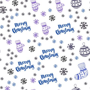 Koyu pembe, mavi xmas kar taneleri, toplar, çorap, eldiven ile sorunsuz arka plan vektör. Modern geometrik soyut resim. Desen tasarım kumaş, duvar kağıtları.