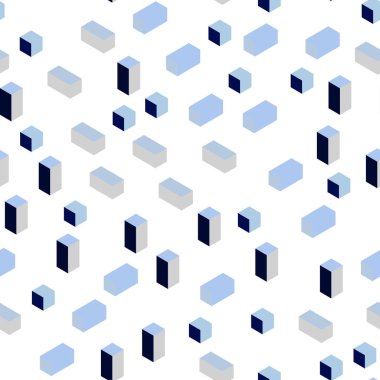 Koyu mavi dikdörtgen tarzı kesintisiz, izometrik doku vektör. Dikdörtgenler ile soyut tarzda dekoratif tasarım. Kartvizit, Web siteleri için şablon.