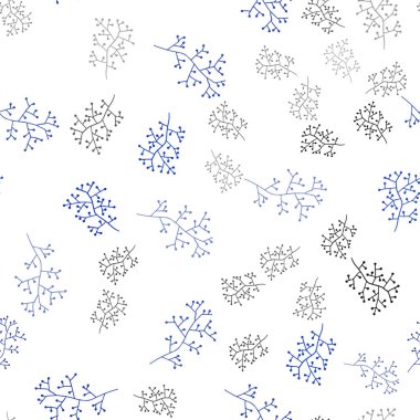 Koyu mavi vektör dalları ile sorunsuz zemin. Renkli resimde doodle tarzı yapraklar, dallar ile. Desen için modaya uygun Kumaş, duvar kağıtları.