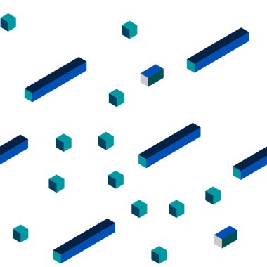 Koyu mavi, yeşil kare tarzı kesintisiz, izometrik desen vektör. Dikdörtgenler renkli gradyan ile arka plan üzerinde. Desen tasarım kumaş, duvar kağıtları.