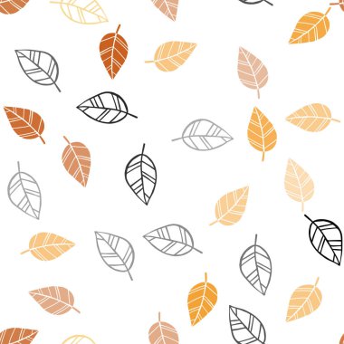 Yaprakları ile ışık turuncu vektör sorunsuz doodle düzeni. bulanık arka plan gradyan ile yapraklarda. Desen için modaya uygun Kumaş, duvar kağıtları.