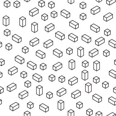 Koyu kırmızı dikdörtgenler ile kesintisiz, izometrik arka plan vektör. Dikdörtgenler renkli gradyan ile arka plan üzerinde. Desen için modaya uygun Kumaş, duvar kağıtları.