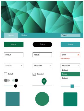 Işık yeşil vektör UI ux kiti üçgen tarzı. Web Kullanıcı arabirimi kiti ile onun üstbilgisindeki soyut degrade üçgenler. Web siteleri, açılış sayfaları için güzel düzeni.