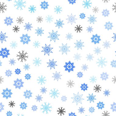 Hafif mavi vektör renkli kar taneleri ile sorunsuz doku. Parlayan illüstrasyon kar Noel tarzı ile renkli. Desen tasarım kumaş, duvar kağıtları.