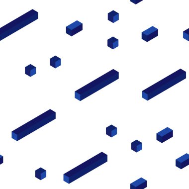 Koyu mavi kare tarzı kesintisiz, izometrik desen vektör. Glitter soyut resim dikdörtgen şekiller ile. Tekstil, kumaş, duvar kağıtları için tasarım.