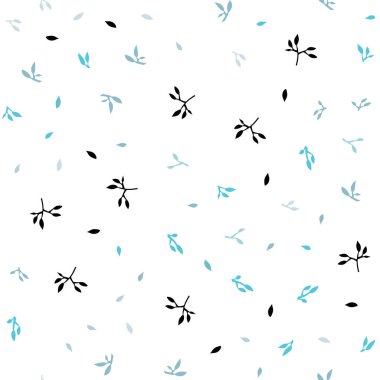 Hafif mavi vektör sorunsuz zemin yaprakları ile. Renkli resimde doodle tarzı yaprakları ile. Desen tasarım kumaş, duvar kağıtları.