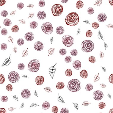 Koyu kırmızı vektör yaprak ve çiçek ile sorunsuz arka plan. Yaprak ve çiçek Origami tarzı Doodle Illustration. Tasarım için duvar kağıdı, kumaş üreticileri.