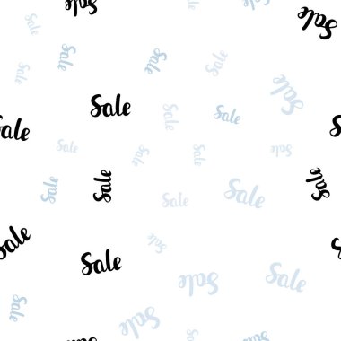 Hafif mavi vektör sorunsuz arka plan satış kelimelerle. Satış soyut şablonundaki Illustration işaretleri. Reklamlar, poster, afiş satış için desen.