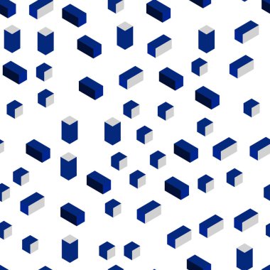 Koyu mavi çizgiler, dikdörtgenler kesintisiz, izometrik düzeniyle vektör. Dikdörtgenler ile soyut tarzda dekoratif tasarım. Desen için modaya uygun Kumaş, duvar kağıtları.