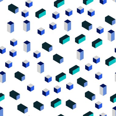 Açık mavi, yeşil çizgiler, dikdörtgenler ile vektör kesintisiz, izometrik düzeni. Dikdörtgenler ve kareler ile güzel illüstrasyon. Desen için modaya uygun Kumaş, duvar kağıtları.