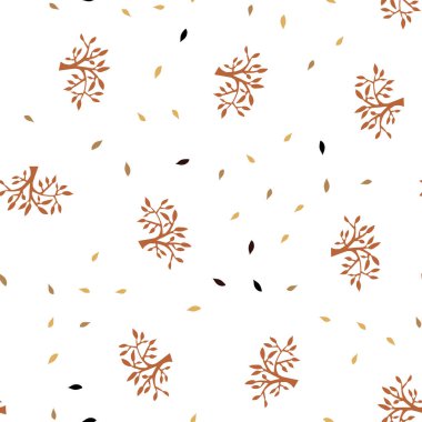 Yapraklar, dallar ile koyu turuncu vektör sorunsuz doodle doku. İllüstrasyon soyut şablonundaki karalamalar ile. Doku pencere panjur, perdeler için.
