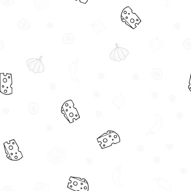 Işık gri vektör gurme mutfağı ile sorunsuz kapak. Dekoratif illüstrasyon gıda ile soyut şablonunda parlayan. Reklam, kitapçıklar, broşürler restoranlar için desen.